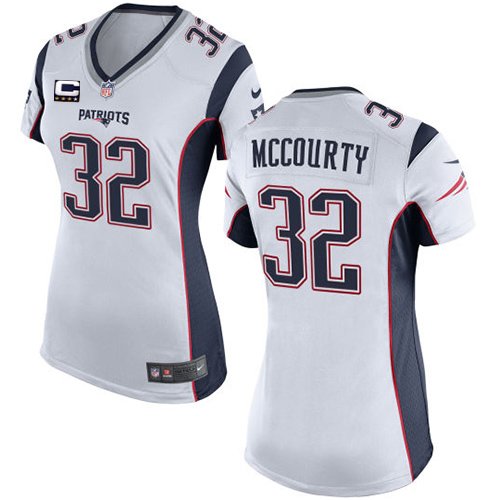 Women's Elite Devin McCourty C Patch Nike Jersey White Road - #32 NFL New England Patriots